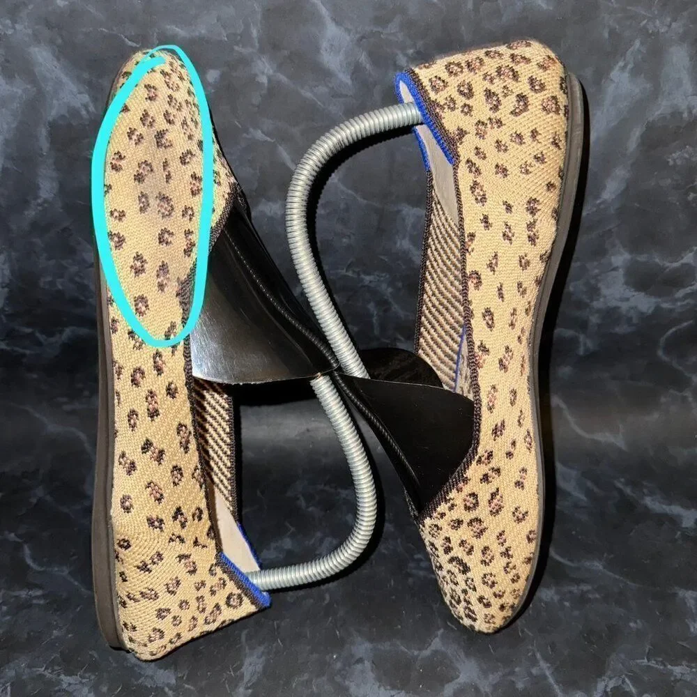 Rothy's The Flat Cheetah Print Knit Slip On Ballet Flats Shoe Womens Size 8.5